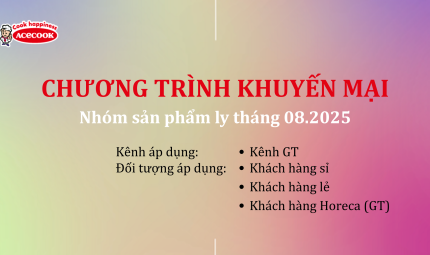 Chương trình Nhóm sản phẩm ly khuyến mại tháng 8