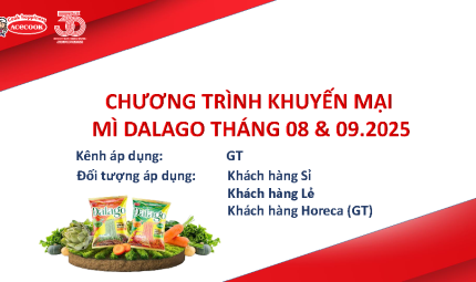 Chương trình khuyến mại Mì Dalago tháng 08-09/2025